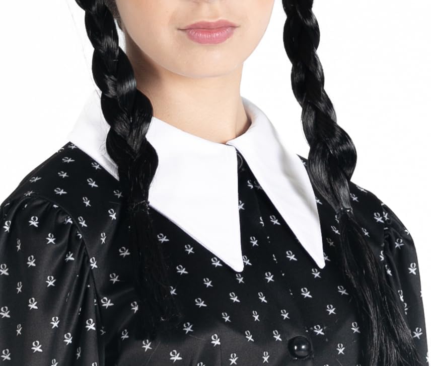 Ciao 11322.M Wednesday Addams Costume Fancy Dress Girl Official with Wig Disguise, Black, White, Siz