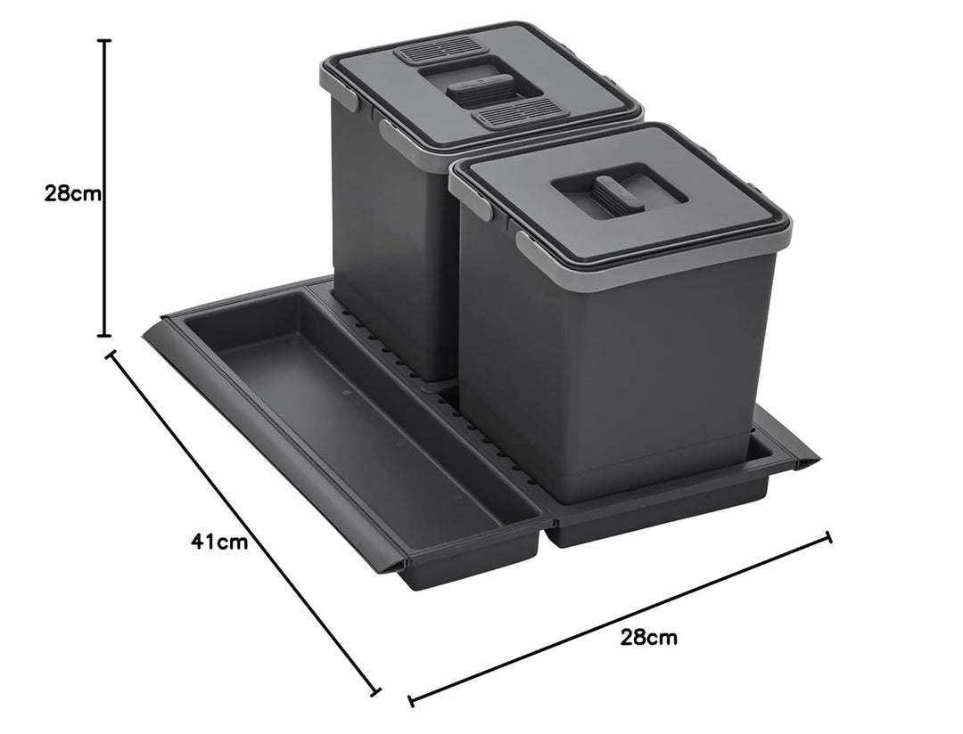 SOTECH Abfallsammler Draw 10+10L Mülleimer mit Deckel Abfallsystem für Auszug Korpusbreite 50 cm DRA