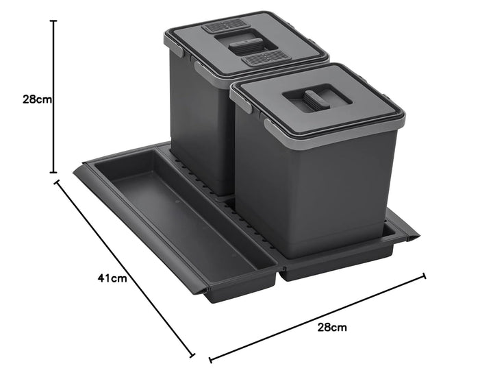 SOTECH Abfallsammler Draw 10+10L Mülleimer mit Deckel Abfallsystem für Auszug Korpusbreite 50 cm DRA