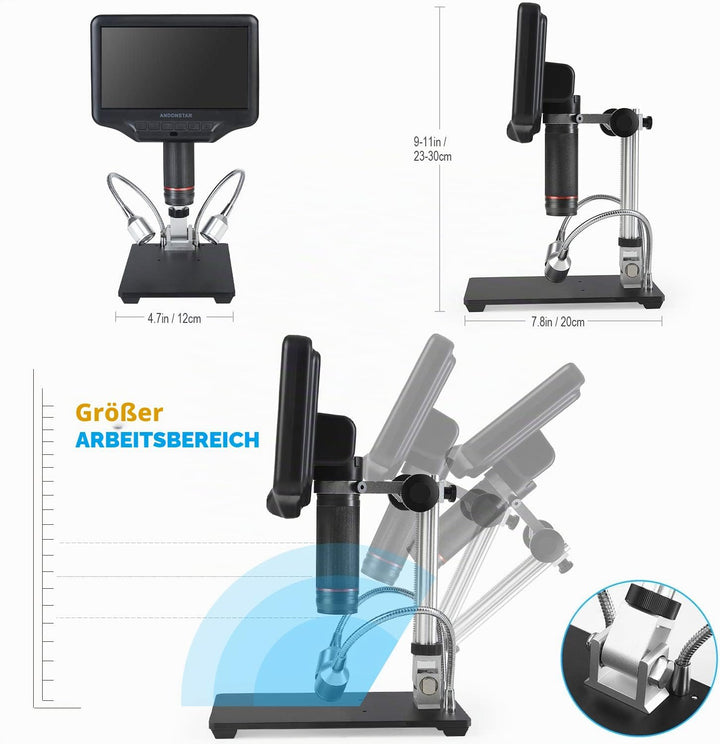Andonstar AD407 3D HDMI Löten Digital Mikroskop mit 4MP UHD und 7 Zoll Einstellbarer LCD Bildschirm