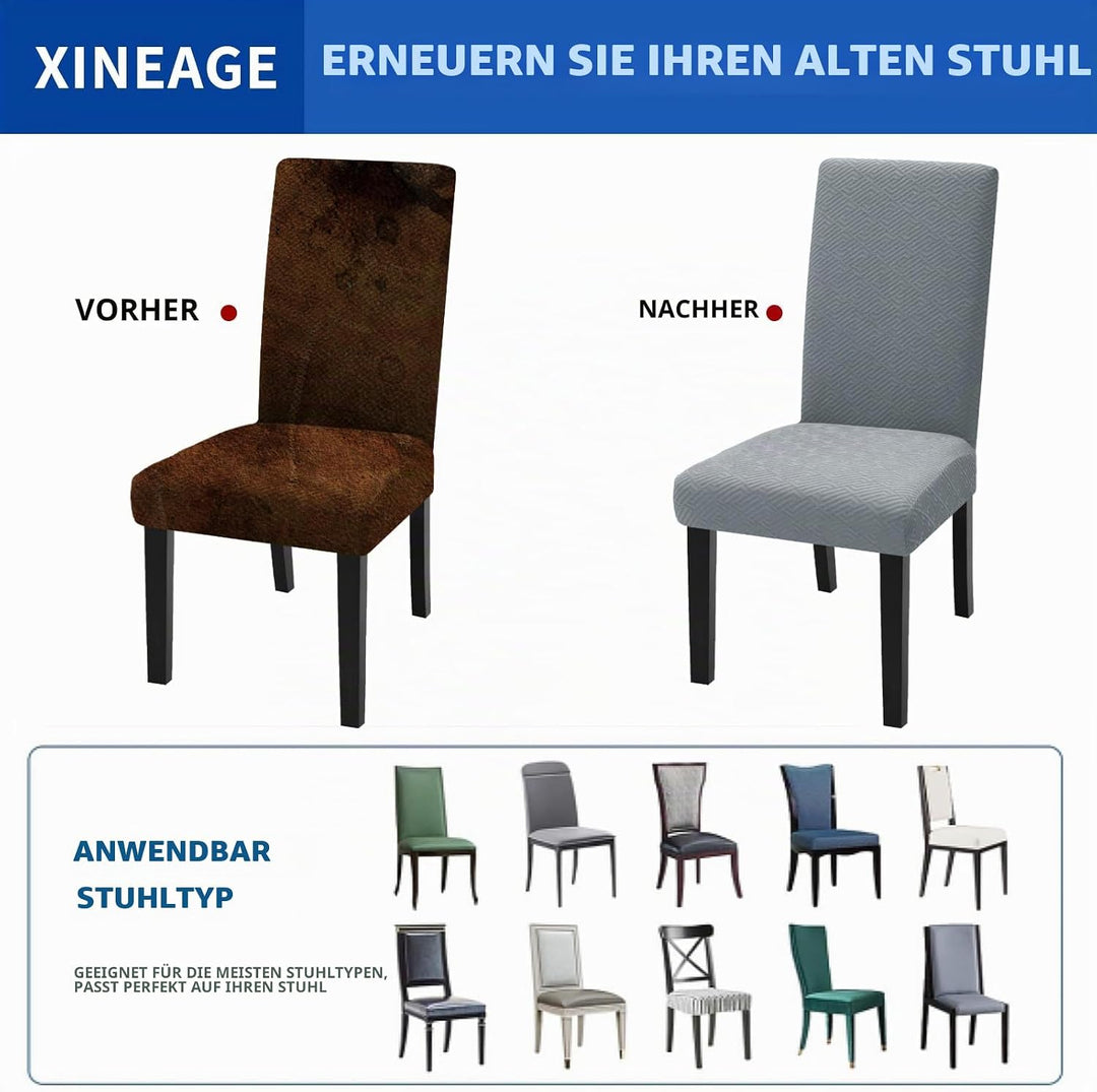 XINEAGE Stuhlhussen 4er Set, Stretch Stuhlhussen für Esszimmerstühle, Universale Stuhlhussen Waschba