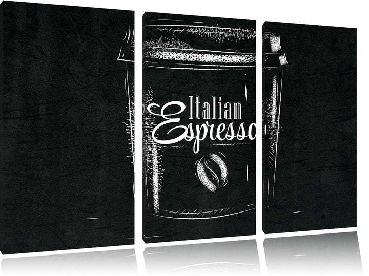 Pixxprint Italian Espresso schwarz 3-Teiler Leinwandbild 120x80 Bild auf Leinwand