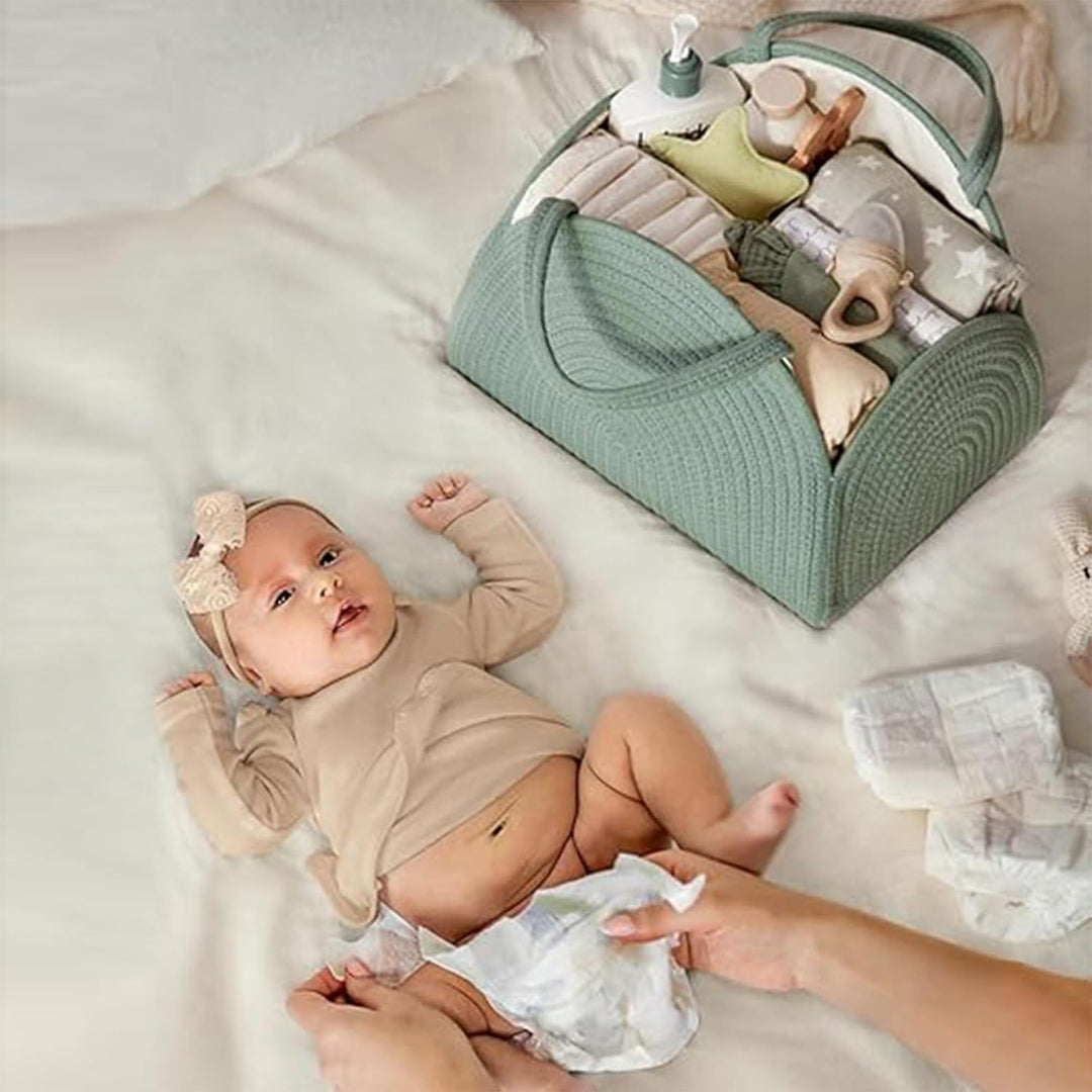 YUEMING Baby Windel Caddy Organizer, Tragbarer Wickelorganizer mit Fächern und Griffen, Wickelkorb B