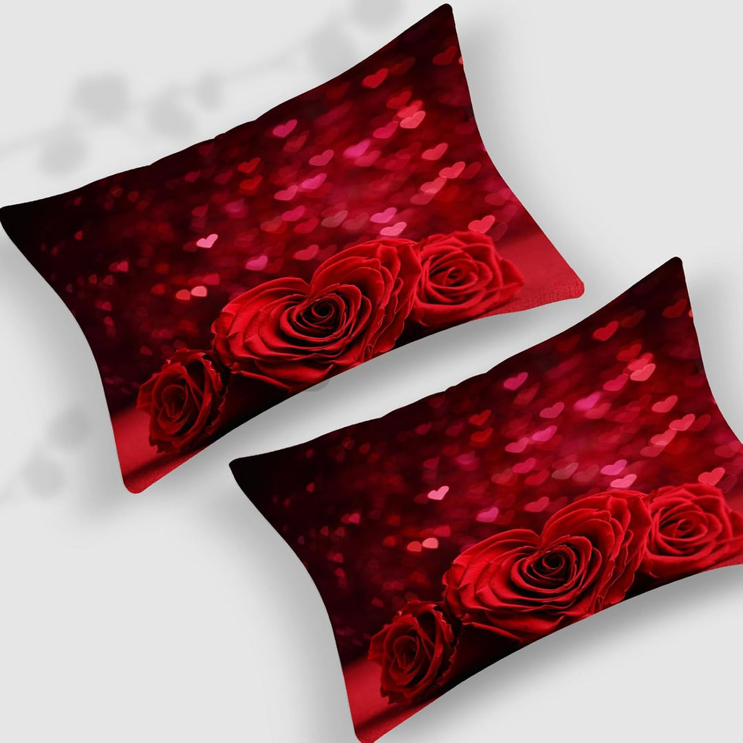 Bettwäsche 3D Rot Rose Bettbezug Set mit Reissverschluss und 2 Kissenbezug, Mikrofaser Kreative Rose