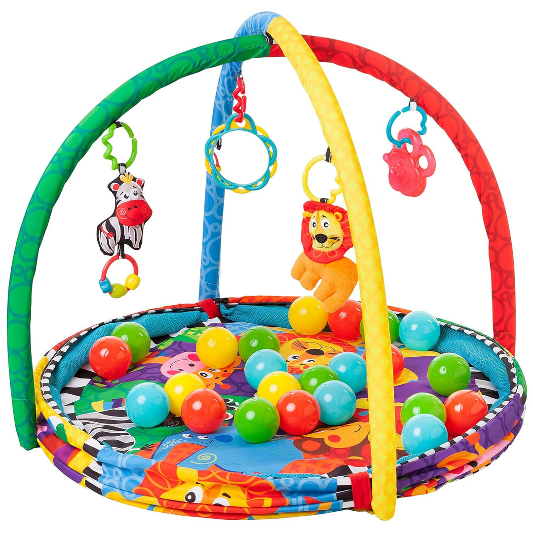 Playgro 0184007 4in1 Erlebnis-Bällebad und Spielmatte, mehrfarbig
