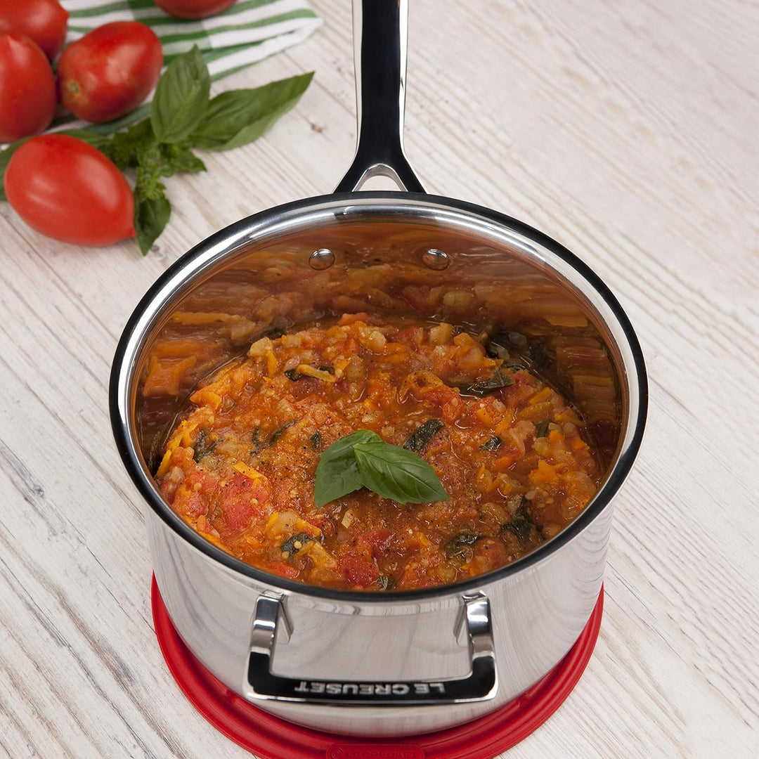 Le Creuset Stielkasserolle mit Deckel aus 3-ply Edelstahl, Ø 16 cm, Für alle Herdarten inkl. Indukti