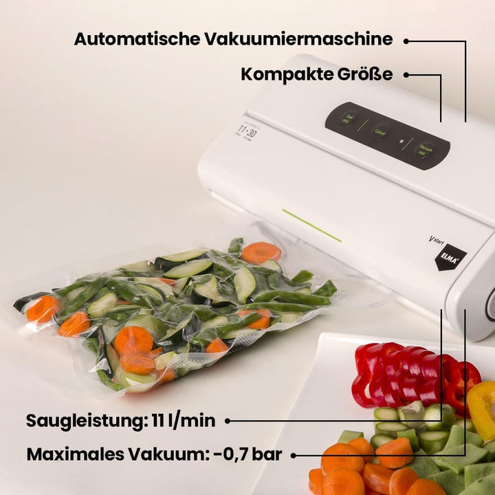ELMA V Start Vakuumiergerät | Kompakte, automatische Vakuumverpackungsmaschine mit 30 cm Schweisslei