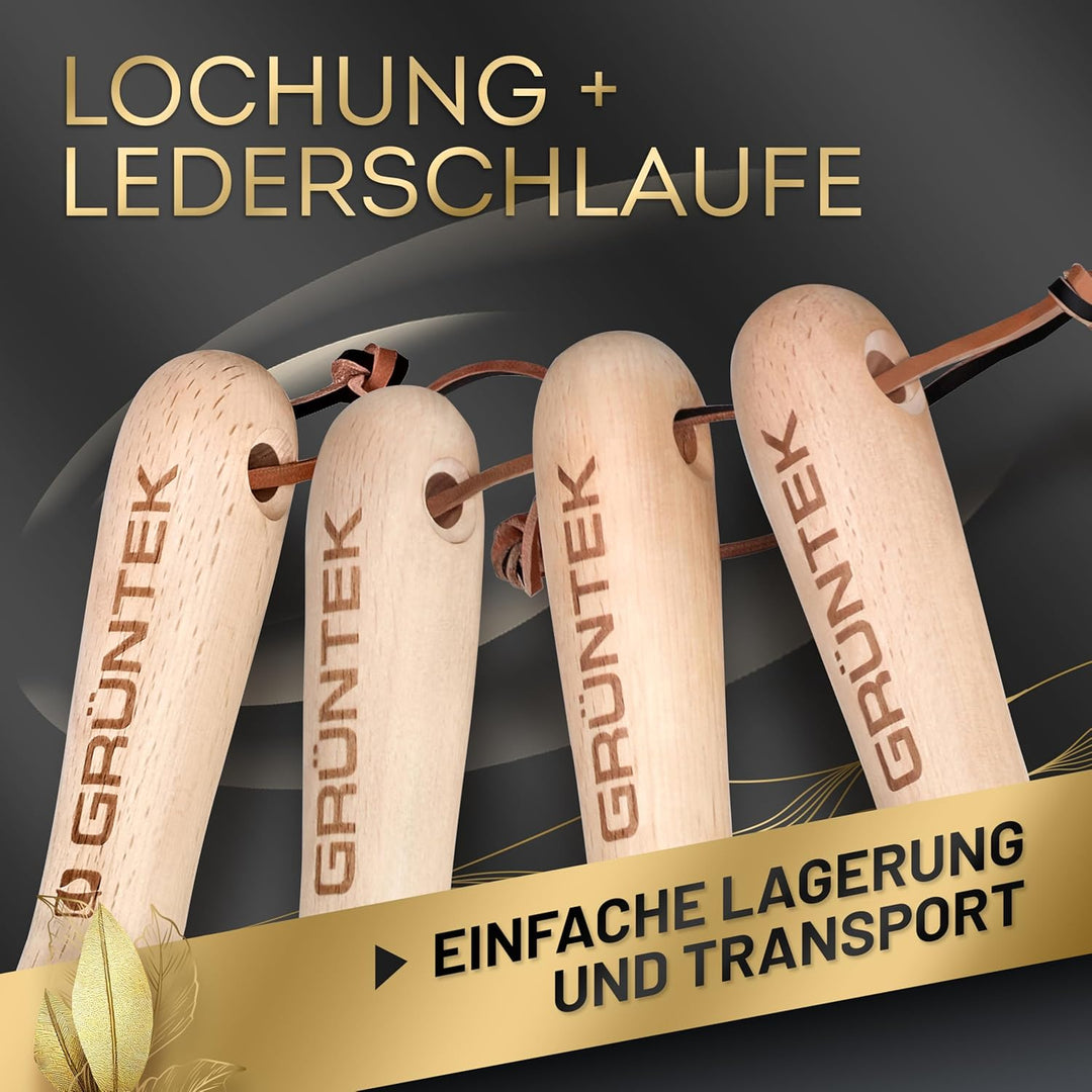 GRÜNTEK 4-TLG Gartenwerkzeug-Set, Premium Gartengeräte, besonders Stabiler Edelstahl, Rutschfester E