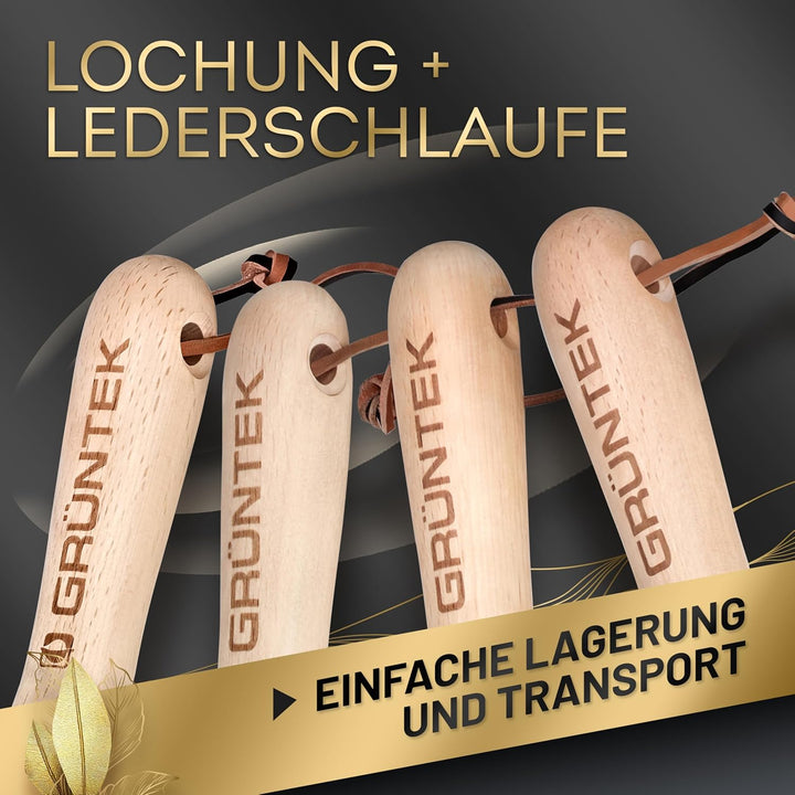 GRÜNTEK 4-TLG Gartenwerkzeug-Set, Premium Gartengeräte, besonders Stabiler Edelstahl, Rutschfester E