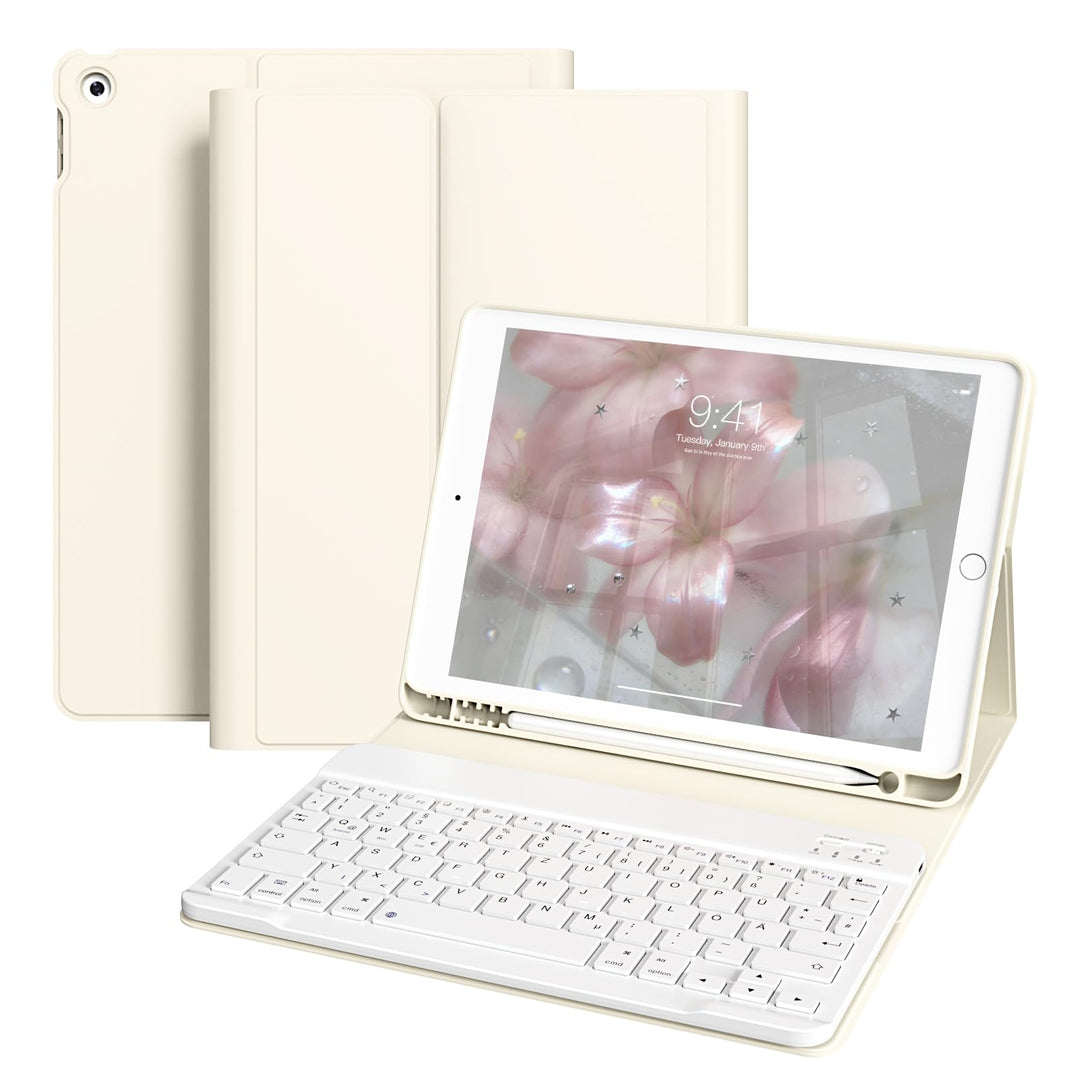 Tastatur Hülle für iPad 10,2 Zoll 9. 8. 7. Generation 2021 2020 2019, Abnehmbarer Bluetooth QWERTZ K