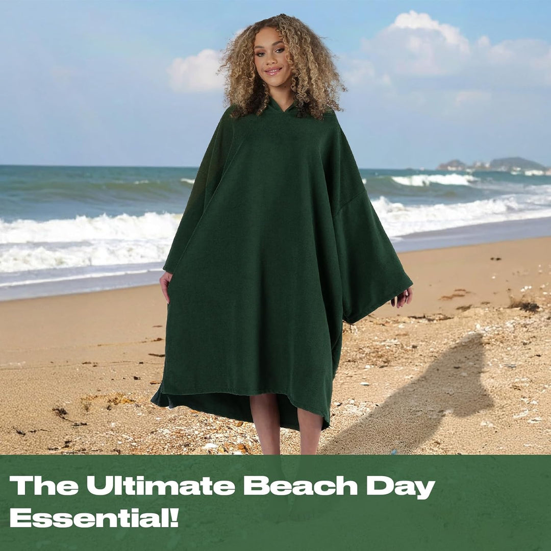 Brentfords Handtuch Poncho Erwachsene Kapuze Gross Bad Schwimmen Surf Strand Absorbent Microfiber Ch