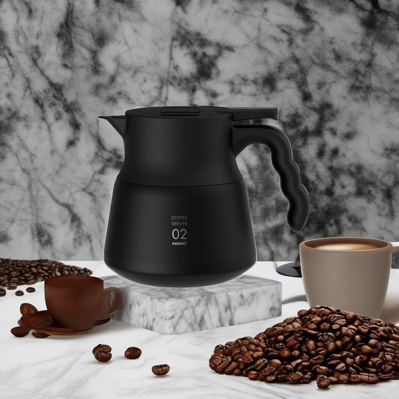 Hario black stainless steel V60 Plus jug 600 ml capacity 600ml Schwarz, 600ml Schwarz