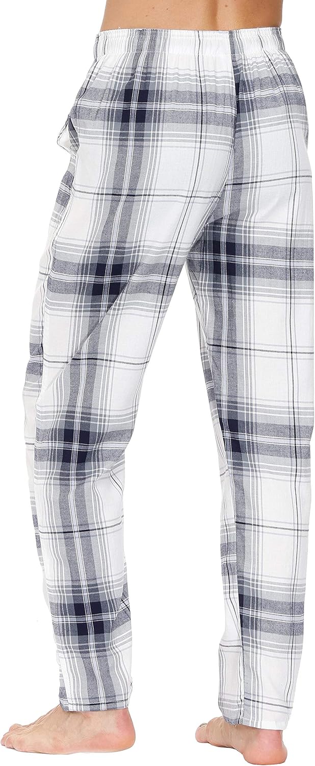 MoFiz Herren Pyjamahose Warm Lang Baumwolle Weich Schlafanzughose Kariert Winter Nachtwäsche Freizei