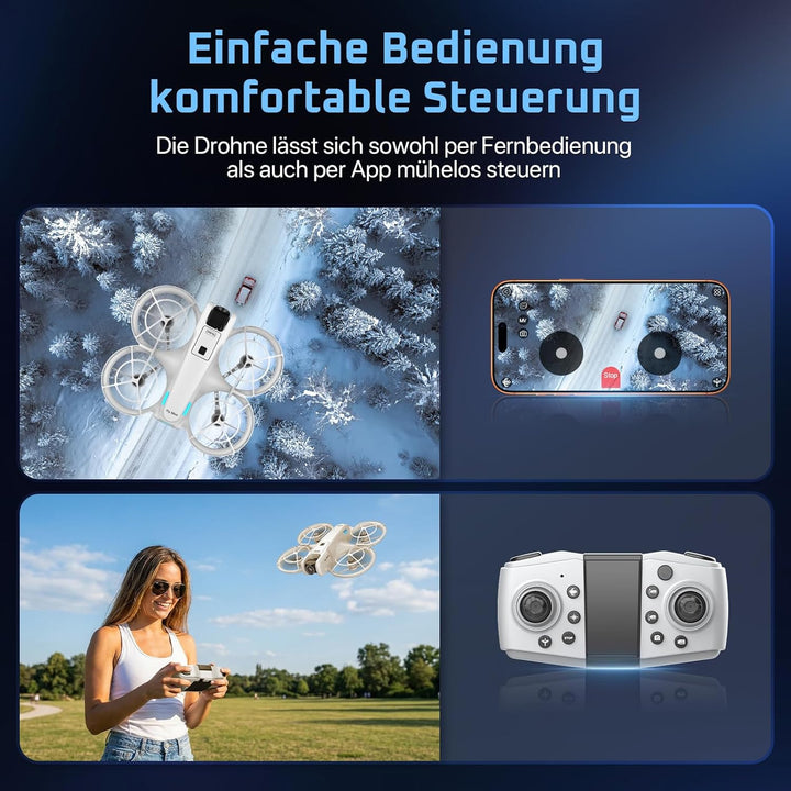 Rollei Fly Mini Drohne mit 720P Kamera RC Drone Quadrocopter mit Headless Modus 360° Drehung Steueru