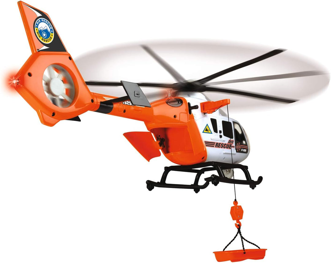 Dickie Toys Rettungshelikopter mit Licht & Sound, drehender Rotor, Seilwinde, 64 cm