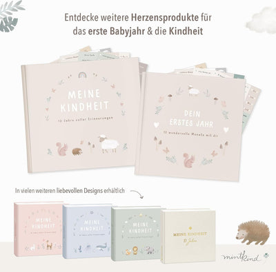 mintkind® "Meine Kindheit" Erinnerungsalbum Beige + Sticker Set I deine ersten 10 Jahre I Fotoalbum