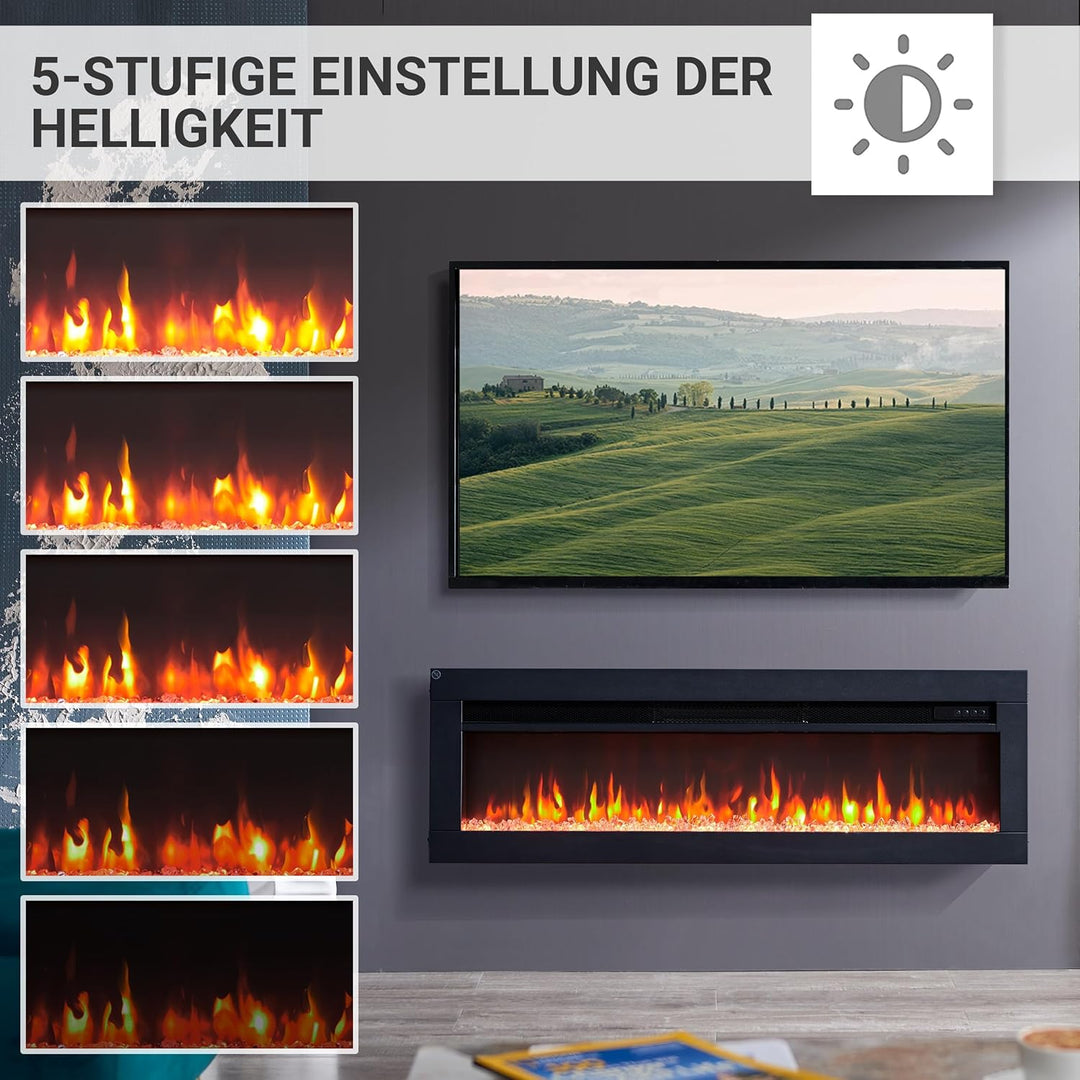 BALDERIA Elektrokamin Agnes 40" | 3in1 Elektrischer Stand-, Wand- oder Einbaukamin mit 3D-Flammeneff