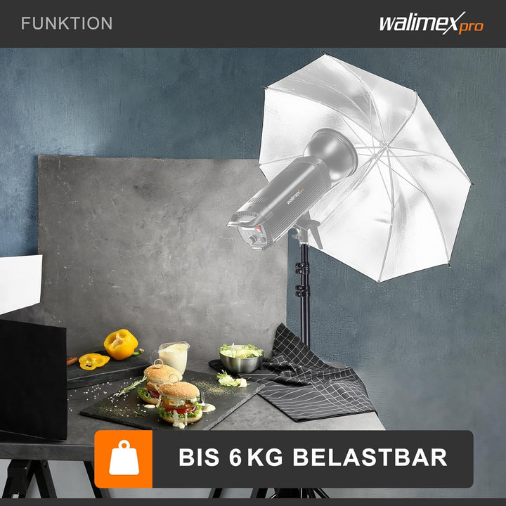 Walimex pro Lampenstativ WT-806 mit Federdämpfung I Höhe max. 256cm I stabiles Lichtstativ belastbar