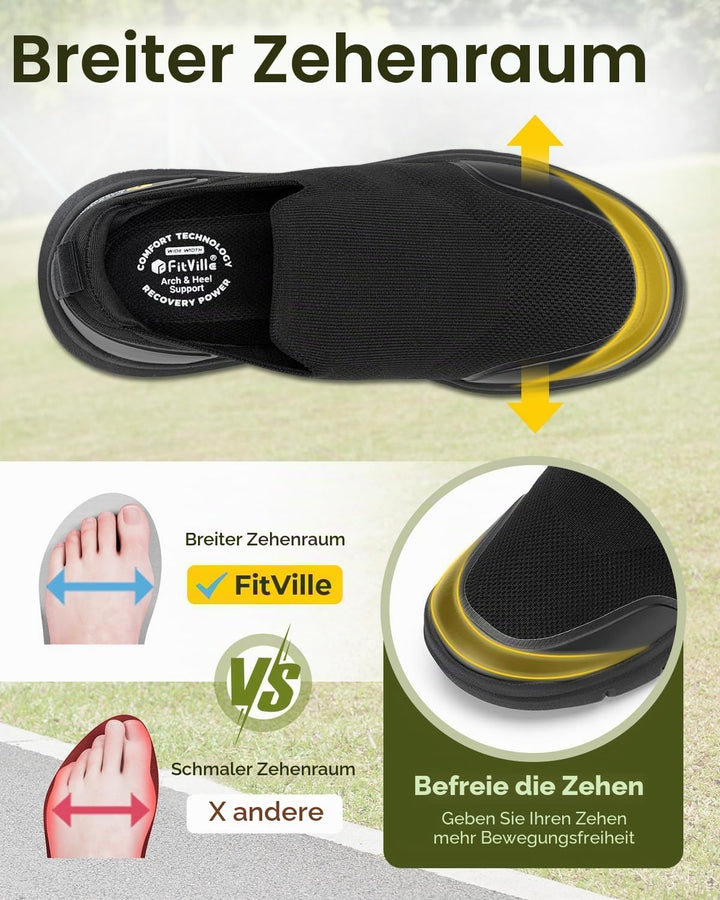 FitVille Herren Slip on Sneakers Extra Weite Bequeme Turnschuh Leicht Walkingschuhe Atmungsaktiv Bre