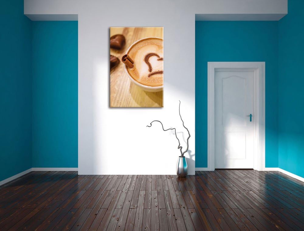 Pixxprint Kaffee Coffee Herz aus Schaum Cappucino, Format: 100x70 auf Leinwand, 100x70