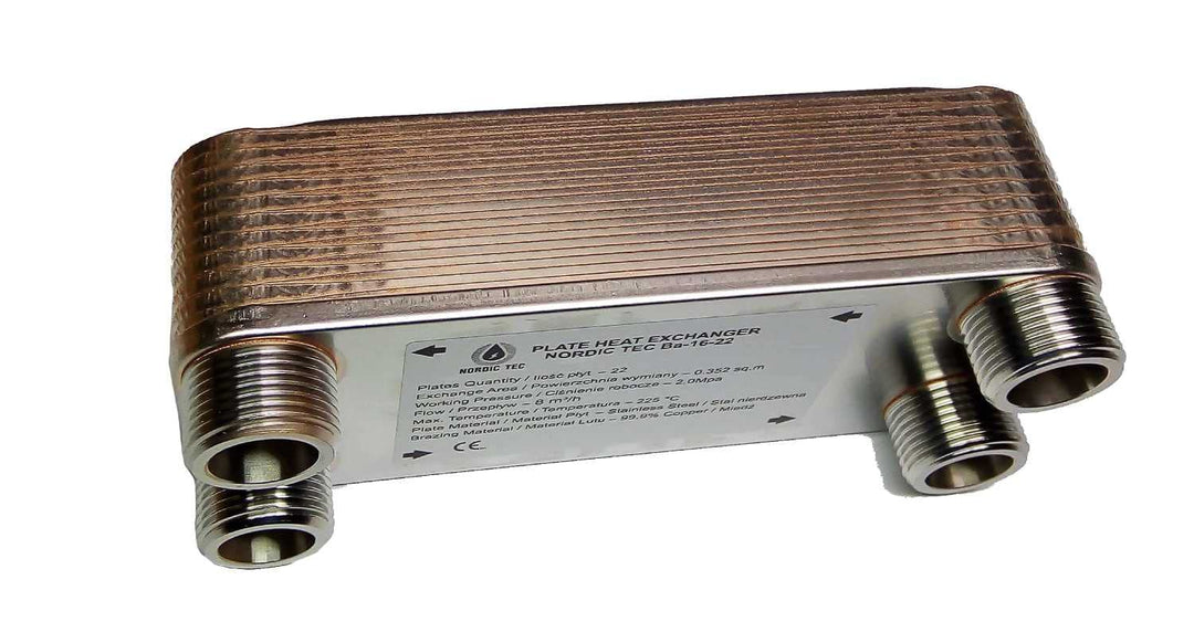 Edelstahl Plattenwärmetauscher Plattenwärmeübertrager Nordic Tec Ba-16-22 22 Platten 100kW 1”