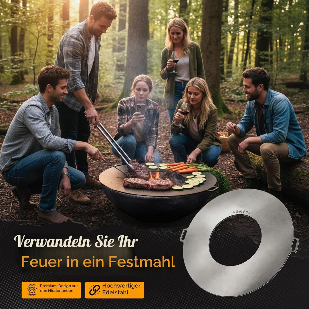 BonFeu Plancha Feuerplatte Ø80cm - 6mm Dick - Grillplatte Rund - Grillplatte für Feuertonne - Feuerp
