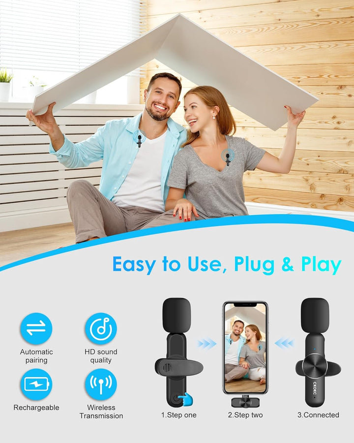 CKOKC Lavalier Mikrofon, Wireless Mini Mikrofon