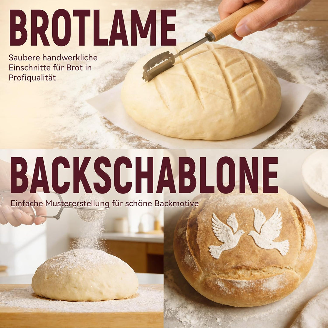 Brot Gärkorb Sauerteig Starter Set,25 cm & 23 cm Proofing Basket Bread Baking with Sourdough Starter