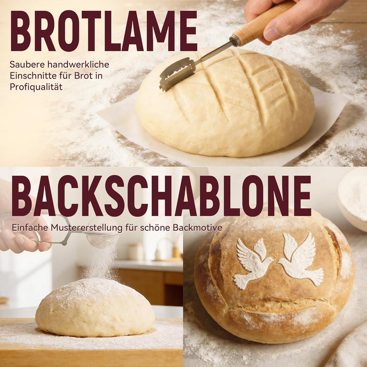 Brot Gärkorb Sauerteig Starter Set,25 cm & 23 cm Proofing Basket Bread Baking with Sourdough Starter
