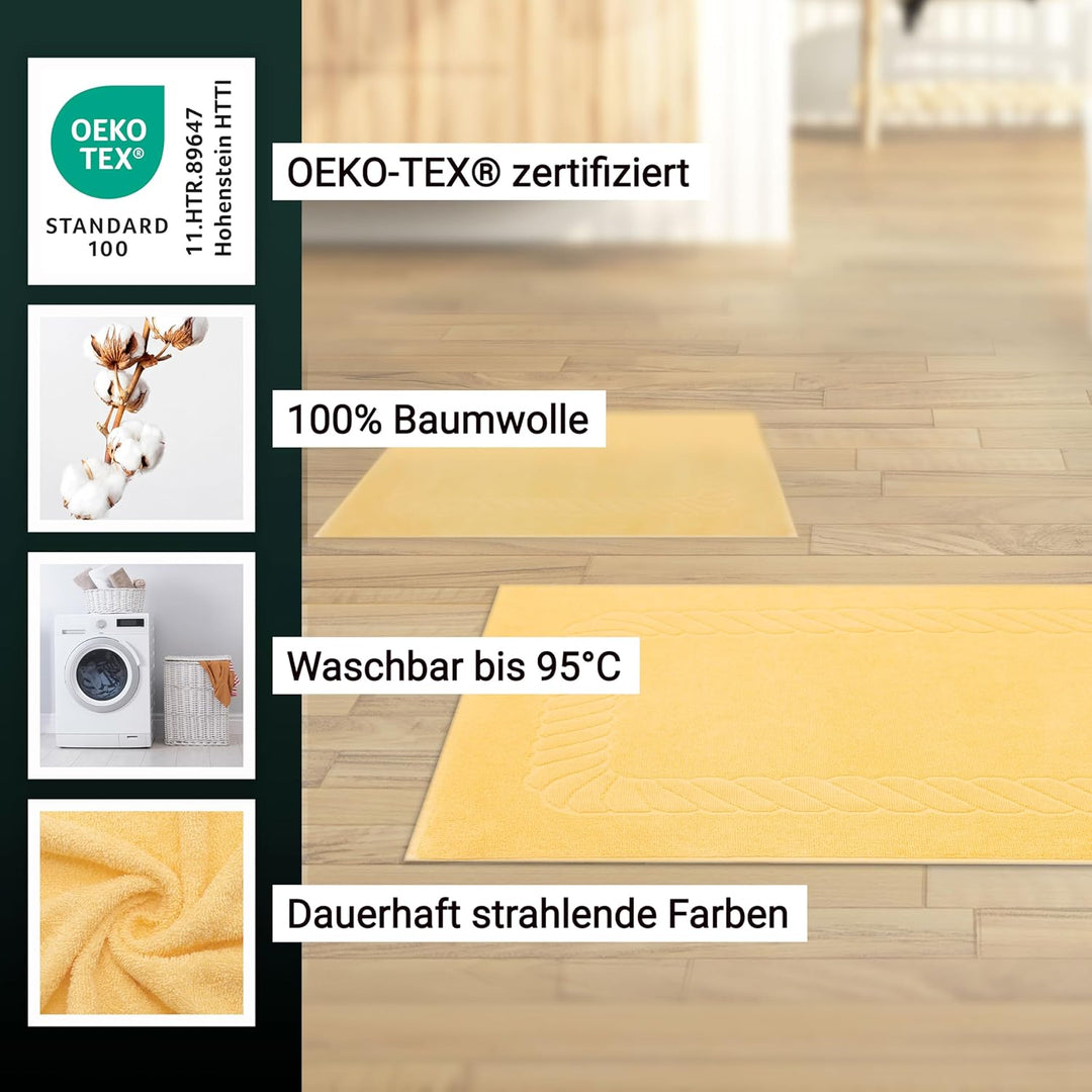 ZOLLNER 2er Set Badematten - weiche und saugstarke Duschvorleger - waschbar bis 95°C - Baumwolle - 5