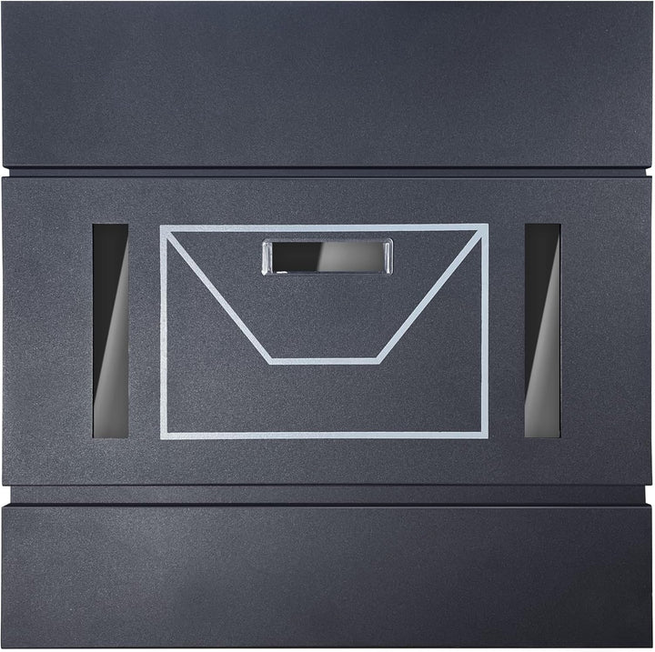 TÄGA 2220B Briefkasten anthrazit mit Zeitungsfach, Sichtfenster, Namensschild I DIN A4 Einwurf I ver