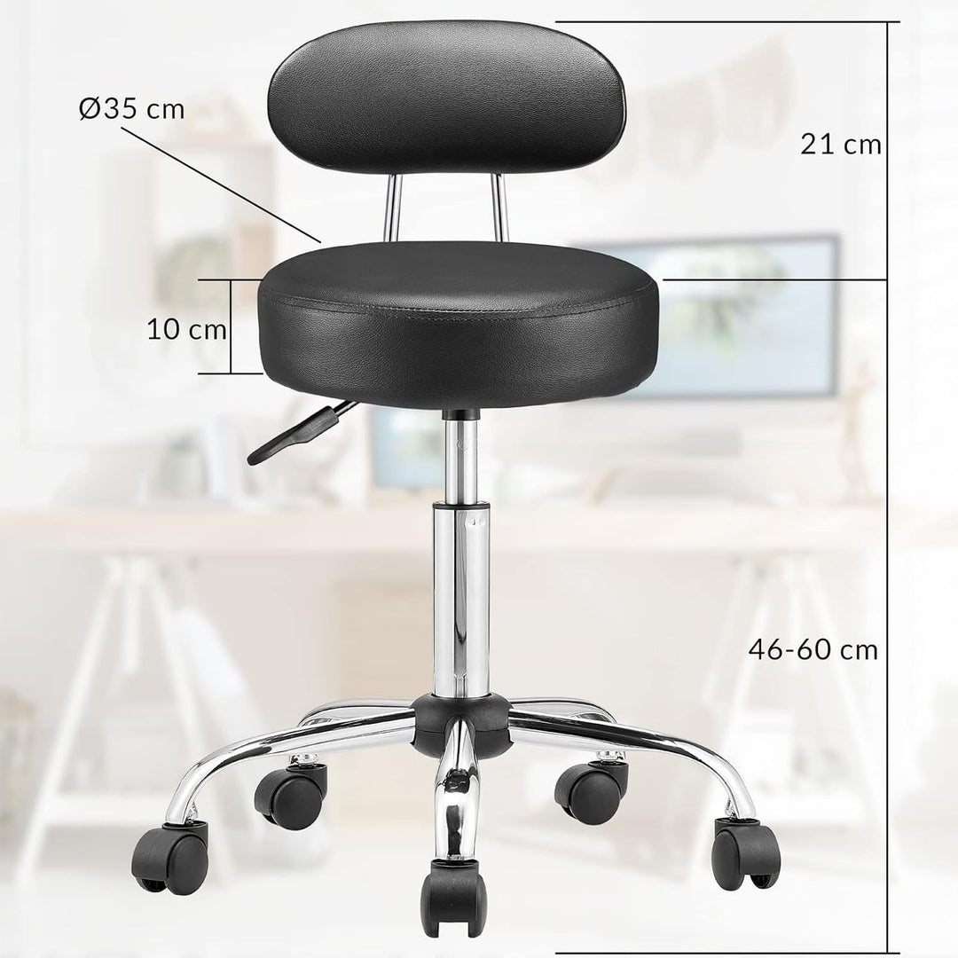 Casaria® Rollhocker mit Lehne Höhenverstellbar 2er Set 360°C Drehbar 46-60cm Sitzhöhe 10cm Polsterun