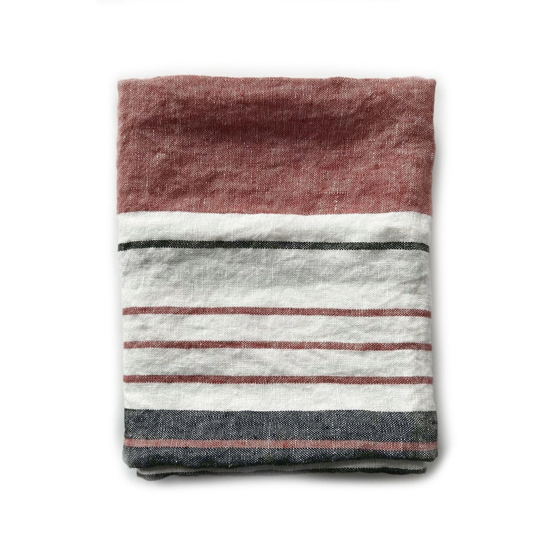 JOWOLLINA Badetuch Saunatuch Strandtuch 100% Leinen Stonewashed Provence (Stripe Clay, 88x140 cm) St