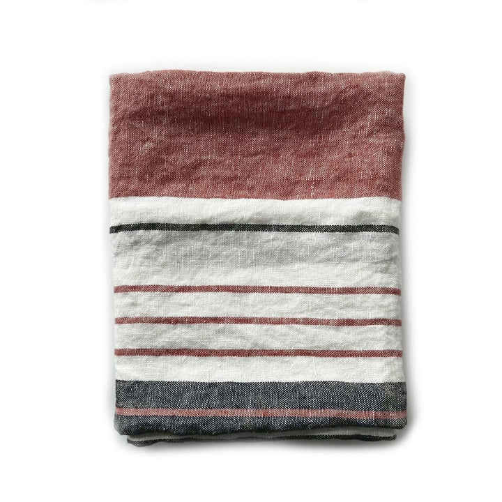 JOWOLLINA Badetuch Saunatuch Strandtuch 100% Leinen Stonewashed Provence (Stripe Clay, 88x140 cm) St