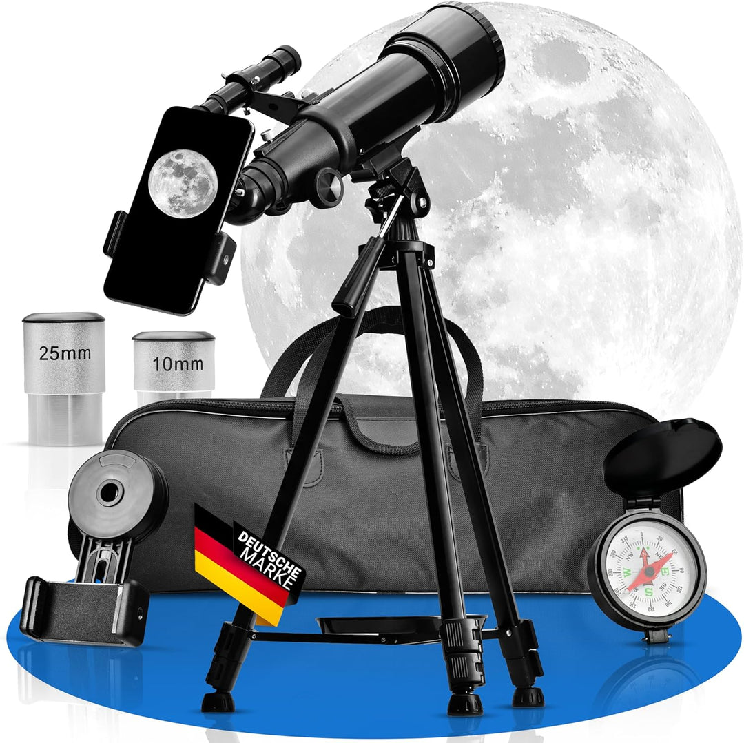 ASTRADA® Teleskop [70/400] mit Stativ & Handyhalterung - astronomisches Fernrohr Teleskop für Kinder