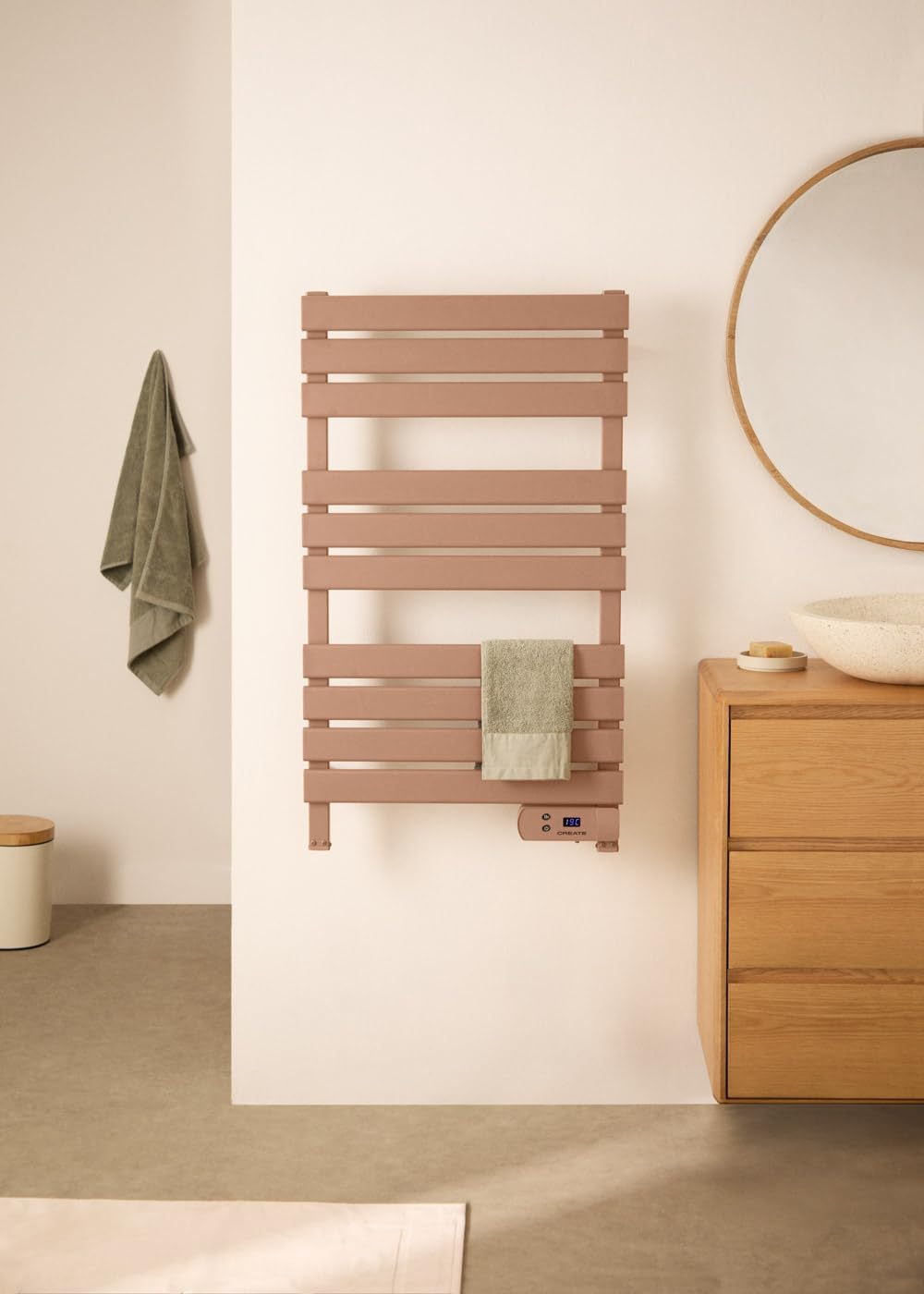 CREATE / WARM Towel 500W / Elektrischer Badheizkörper Mokka / 96,9x55x5cm / Für Boden oder Wand, Tim