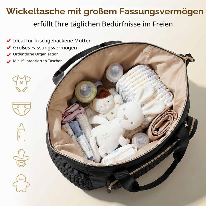 Multifunktionale Wickeltasche für Mütter, grosse Kapazität, Tragetasche mit Schnulleretui, wasserdic