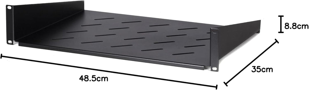 DSIT 19 Zoll 2HE Fachboden für Wandschränke mit Einer Tiefe von 450mm - 350mm Tief - Schwarz 450mm -