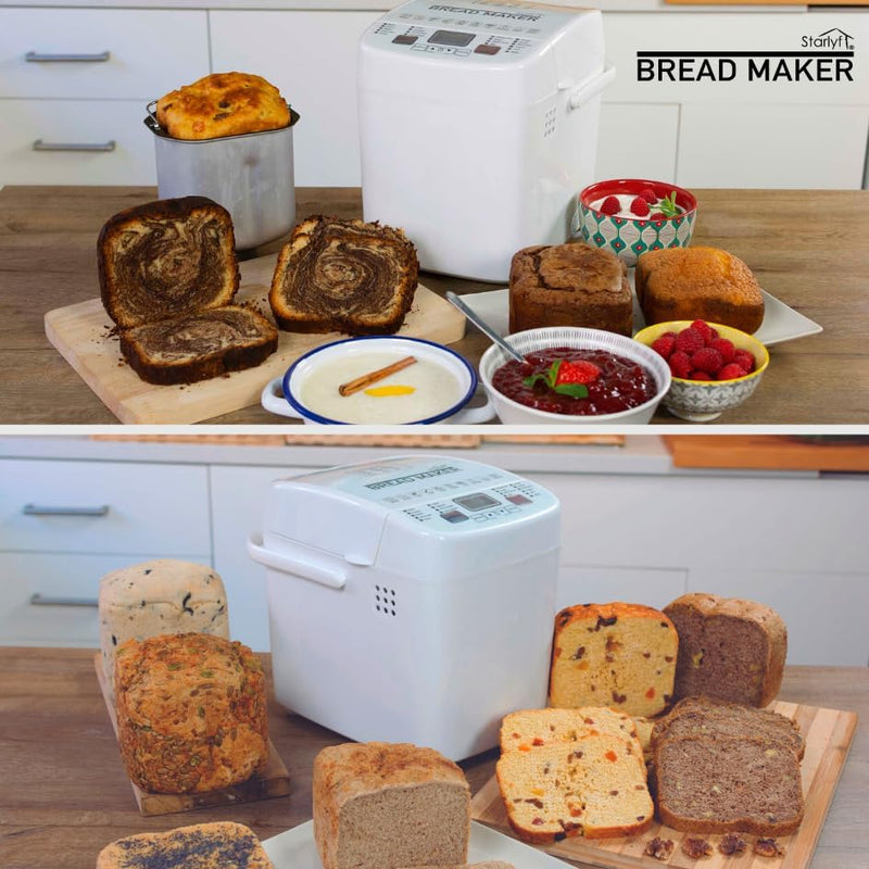 STARLYF Brotbackautomat Bread Maker, 14 Programme, 500,00 W, für 750g Brot, Timer, Joghurt, Marmelad