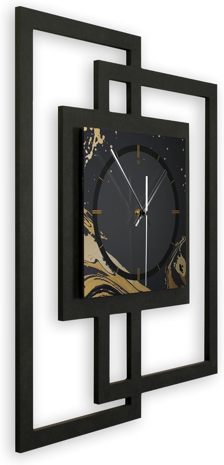 Kreative Feder Designer-Wanduhr „Golden Liquid“ in modernem Metallic-Look ohne Tickgeräusche (Funk/Q
