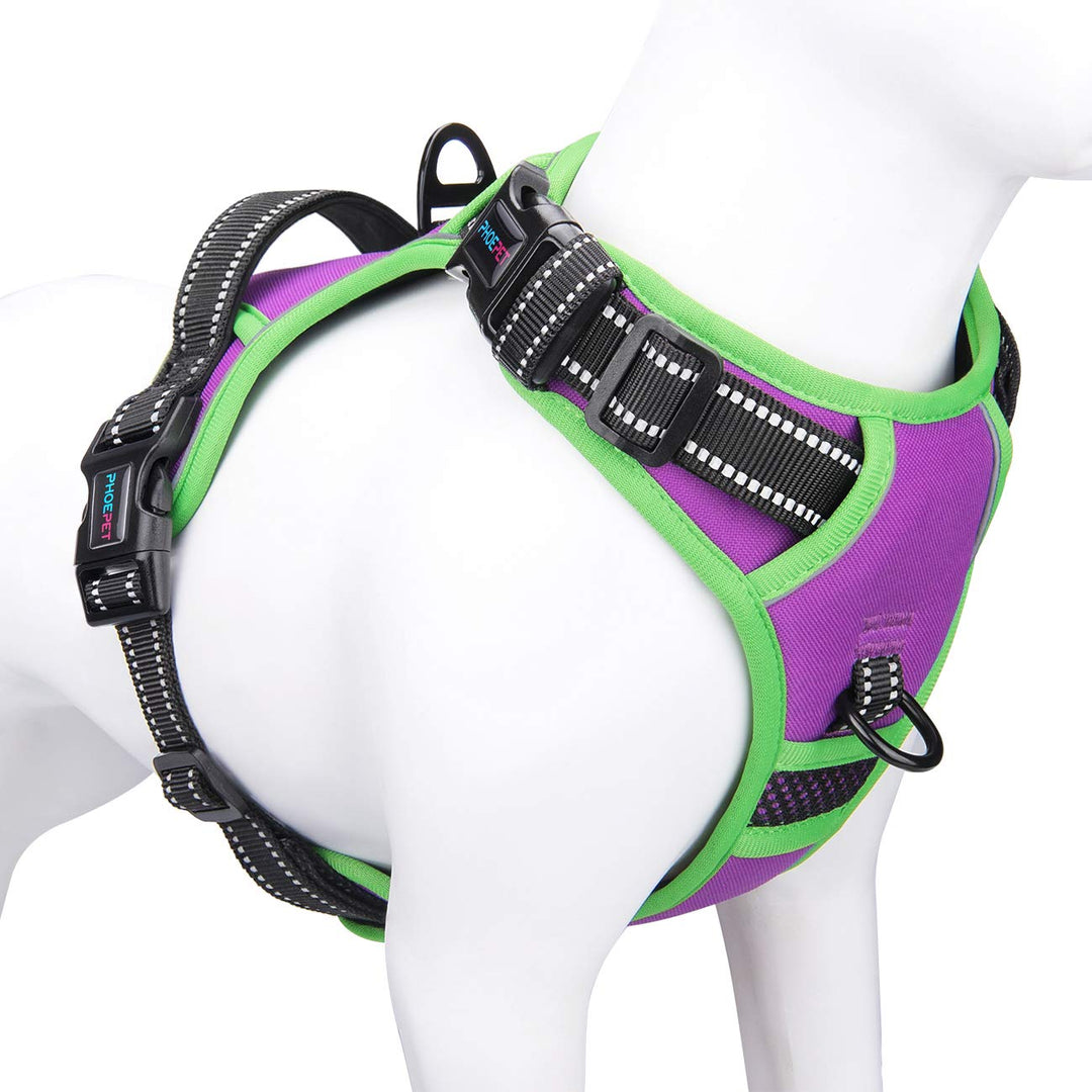 PHOEPET 2019 Anti-Zieh-Hundegeschirr, reflektierend, verstellbar, mit Clip an der Vorderseite, Weste