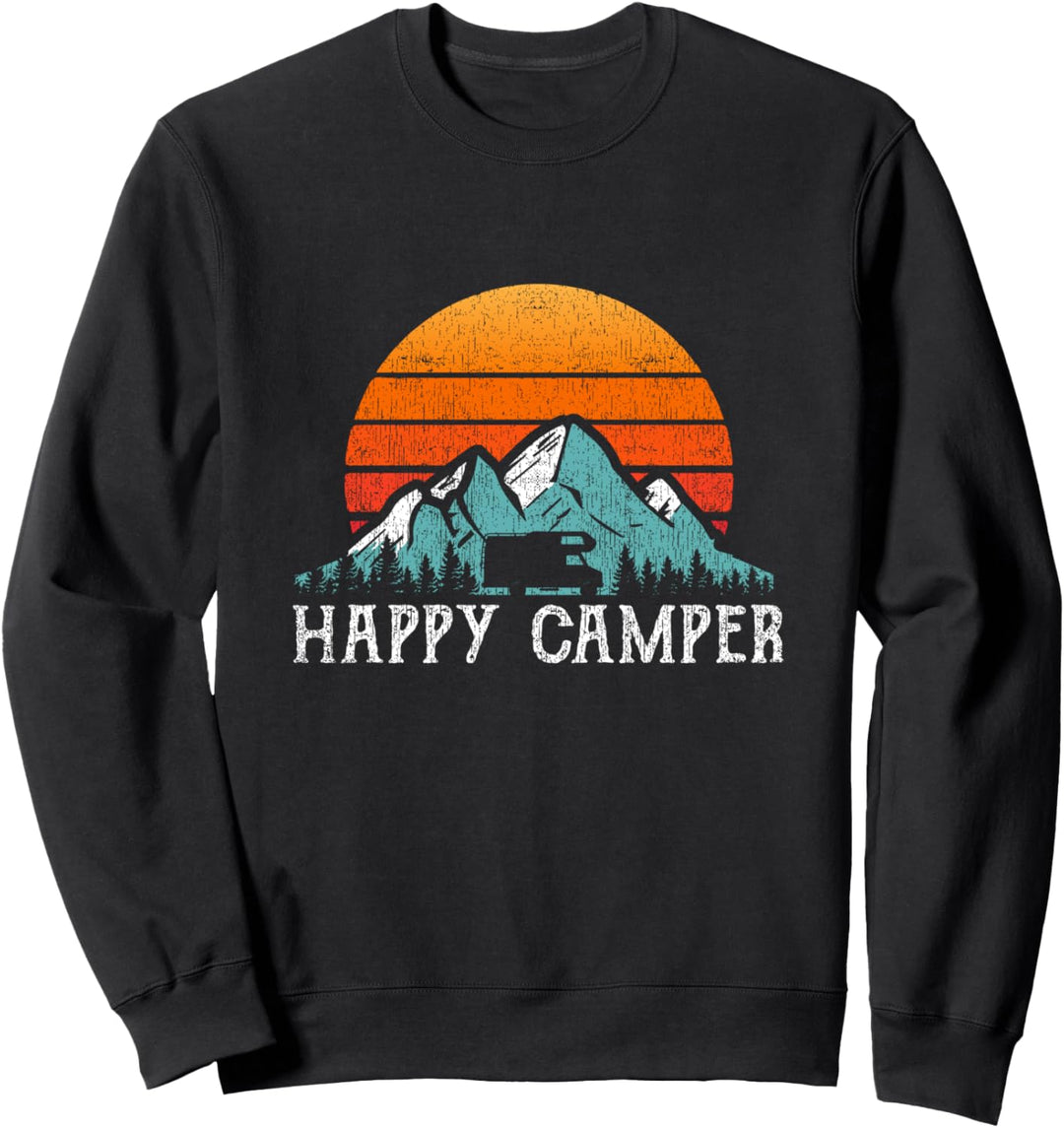 Happy Camper Hoodie Retro Herren Damen Wohnmobil Camping Sweatshirt