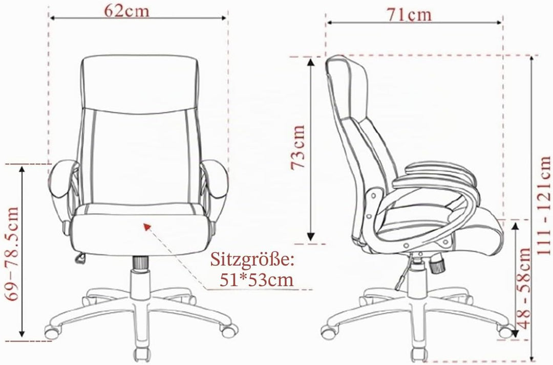 SixBros. Chefsessel Bürostuhl Grau - HLC-0311-1/2167 Grau Stoff, Grau Stoff