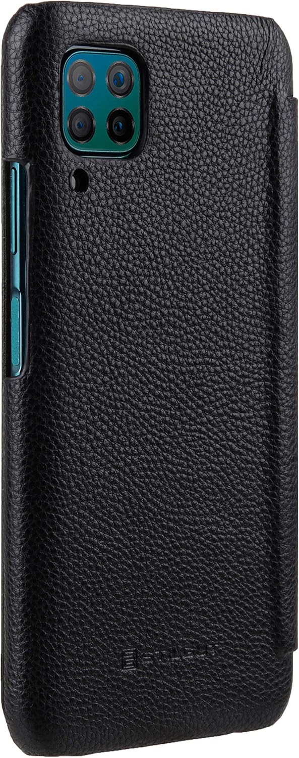 STILGUT Book Case kompatibel mit Huawei P40 lite Hülle aus Leder zum Klappen, Klapphülle, Handyhülle