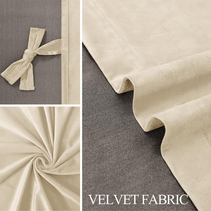 JIUZHEN Verdunklungsvorhang aus Samt, 2er Set Beige Samt Vorhang weiche blickdichte Gardinen Grün Sa