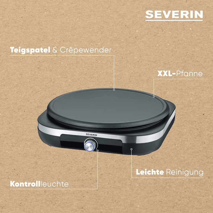 SEVERIN Crêpes Maker, Crepeseisen für süsse Crepes und herzhafte Galettes, Crepesmaker mit abnehmbar