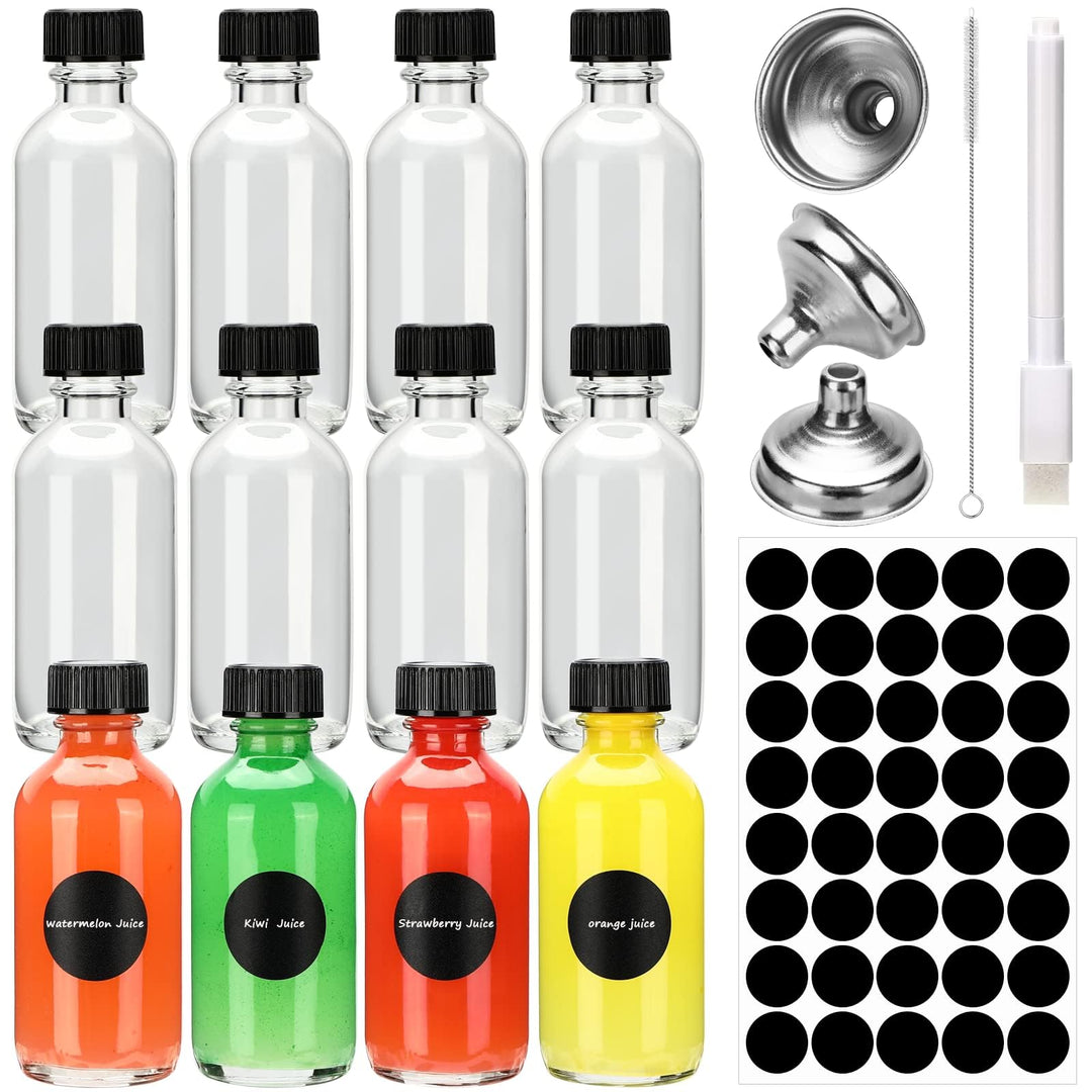 Mini Glasflaschen mit Deckel, 12 Shot Flaschen zum Befüllen 60ml, Kleine Glasflaschen, Kleine Schnap