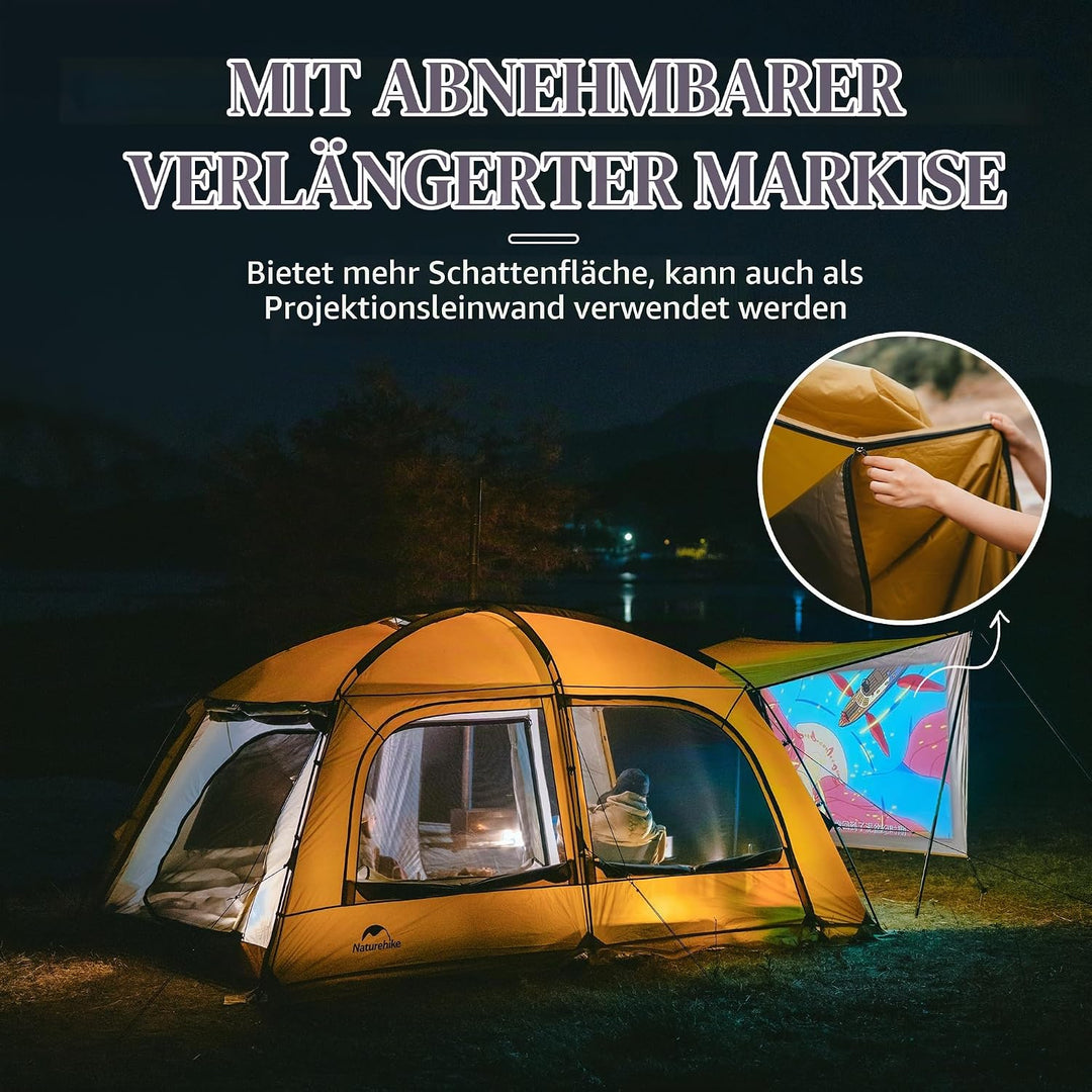 Naturehike Campingzelt 2-4 &amp; 3-6 Personen Thermozelt Hot Tent mit Herdwagenheber PU3000mm UPF50+ mit