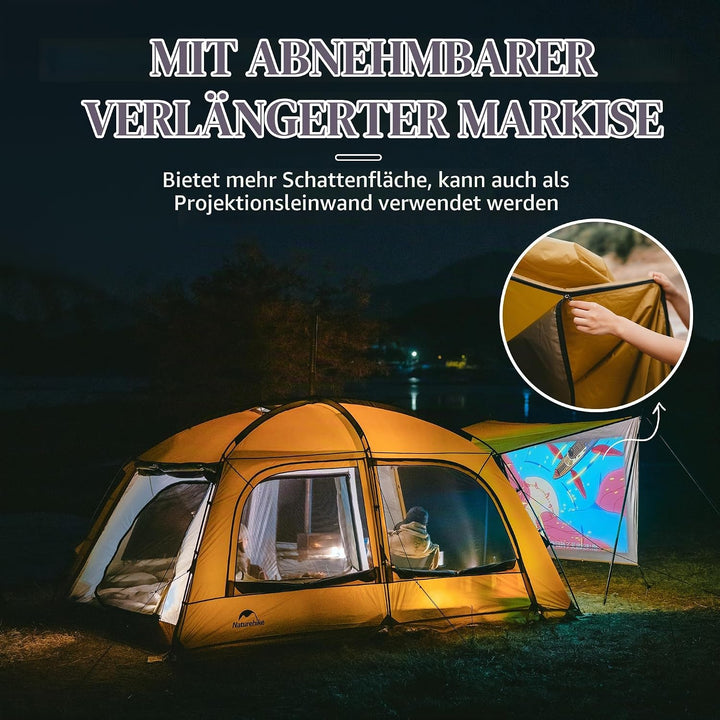 Naturehike Campingzelt 2-4 &amp; 3-6 Personen Thermozelt Hot Tent mit Herdwagenheber PU3000mm UPF50+ mit