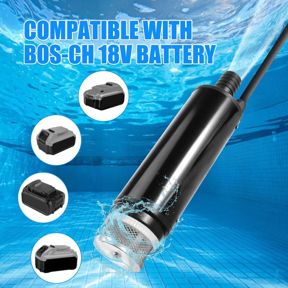 Wasserpumpe Kompatibel mit Bosch 18V Akku, Elektrische Tauchpumpe 30L/MIN, Wassertransferpumpe mit 4